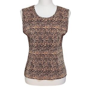 Plisse' Tan Black Tank Top XL